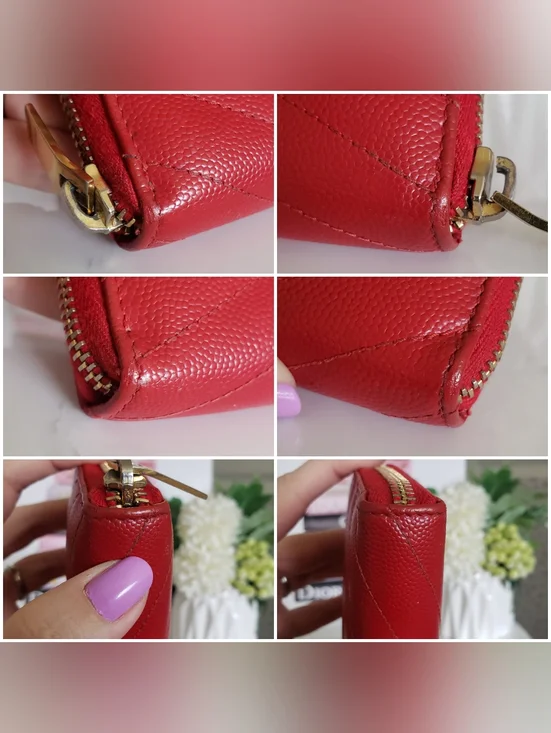 Authentic Pre-owned Yves Saint Laurent Grain De Poudre Chevron Zippy Wallet - Picture 10 of 13